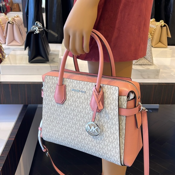 MICHAEL KORS
 Mercer Medium Logo and Leather Belted Satchel
Primrose Multi 
NWT - Picture 13 of 16